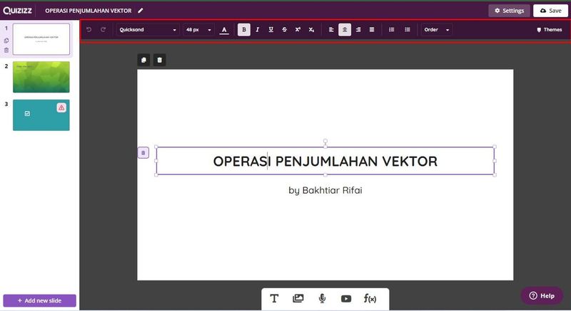 dashboard presentasi quizizz